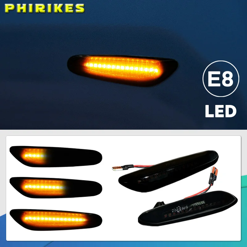 Dynamic Flowing LED Turn Signal Side Marker Light Blinker Lamp For BMW E90 E91 E92 E93 E60 E87 E82 E46