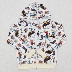 Wholesale Kids Baby Boy Girl Western Rodeo Sweatshirt Children Hooded Clothes Toddler Long Sleeves Hoodie Sportswear Shirt