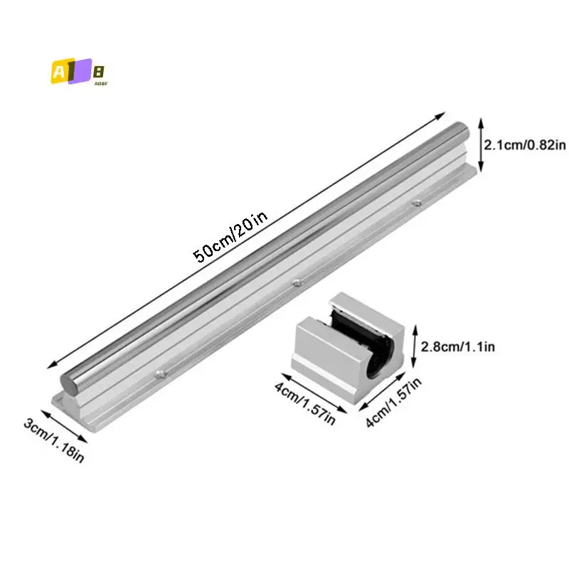

A08F-Linear Rails And Bearings,1Pcs Linear Guide Rail 500Mm +2Pcs Linear Bearing 12Mm Slide Blocks SBR12UU