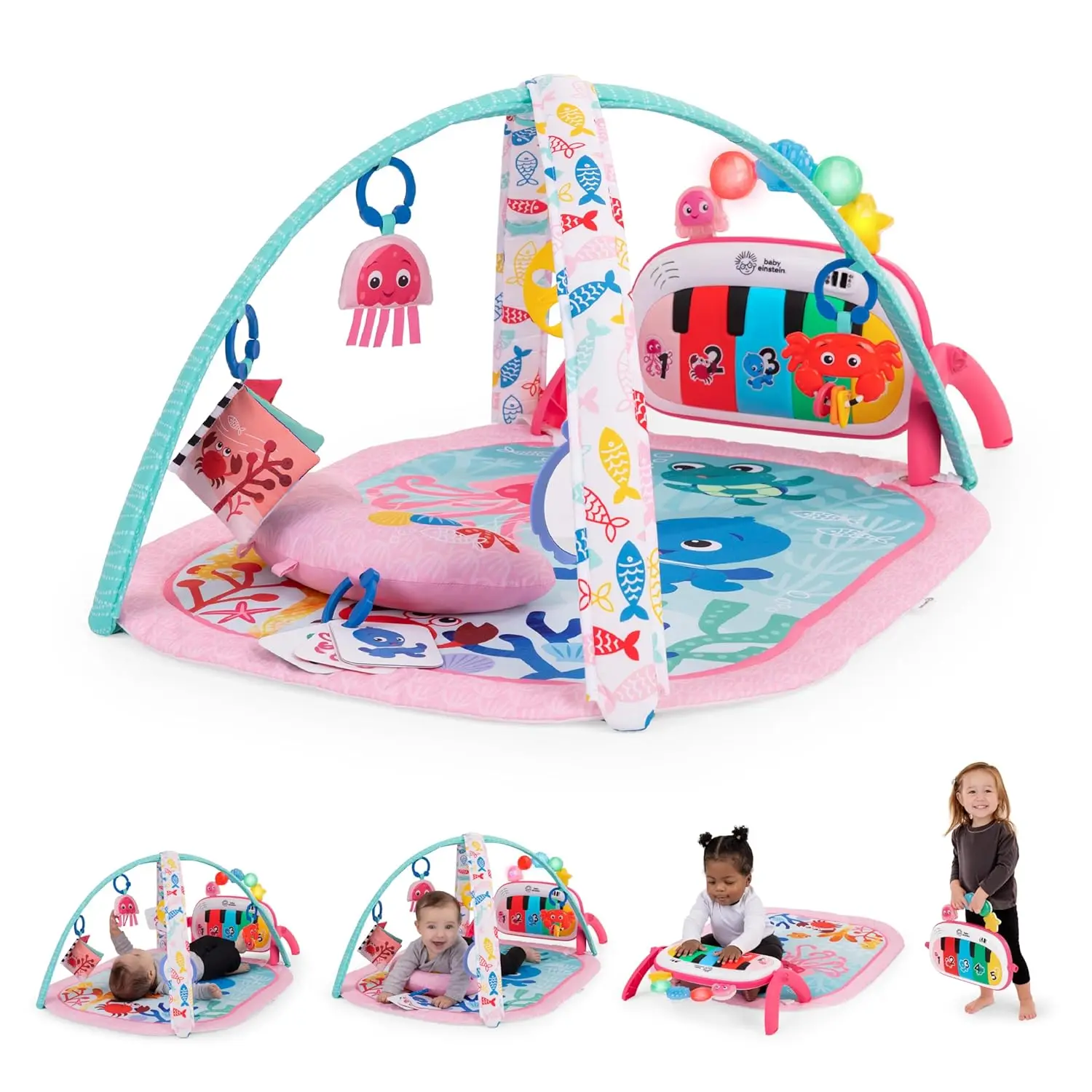 

4-in-1 Music & Language Discovery Gym for Babies 0-36 Months, Pink - Develop Motor Skills with Lights and Toys