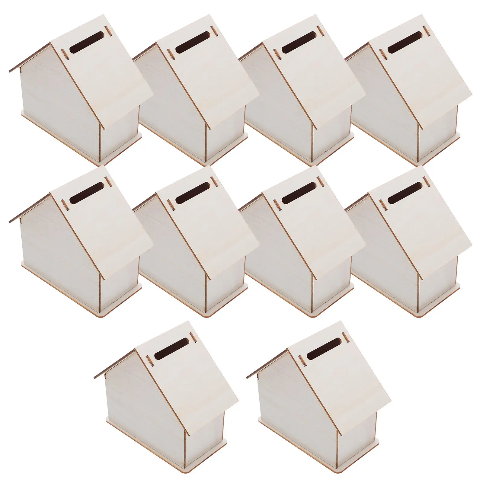 

Набор из 10 деревянных сберегательных копилок для детей: неокрашенные заготовки для творчества, домик для раскрашивания, креативный набор для сбережений, декор для детской комнаты/рабочего стола