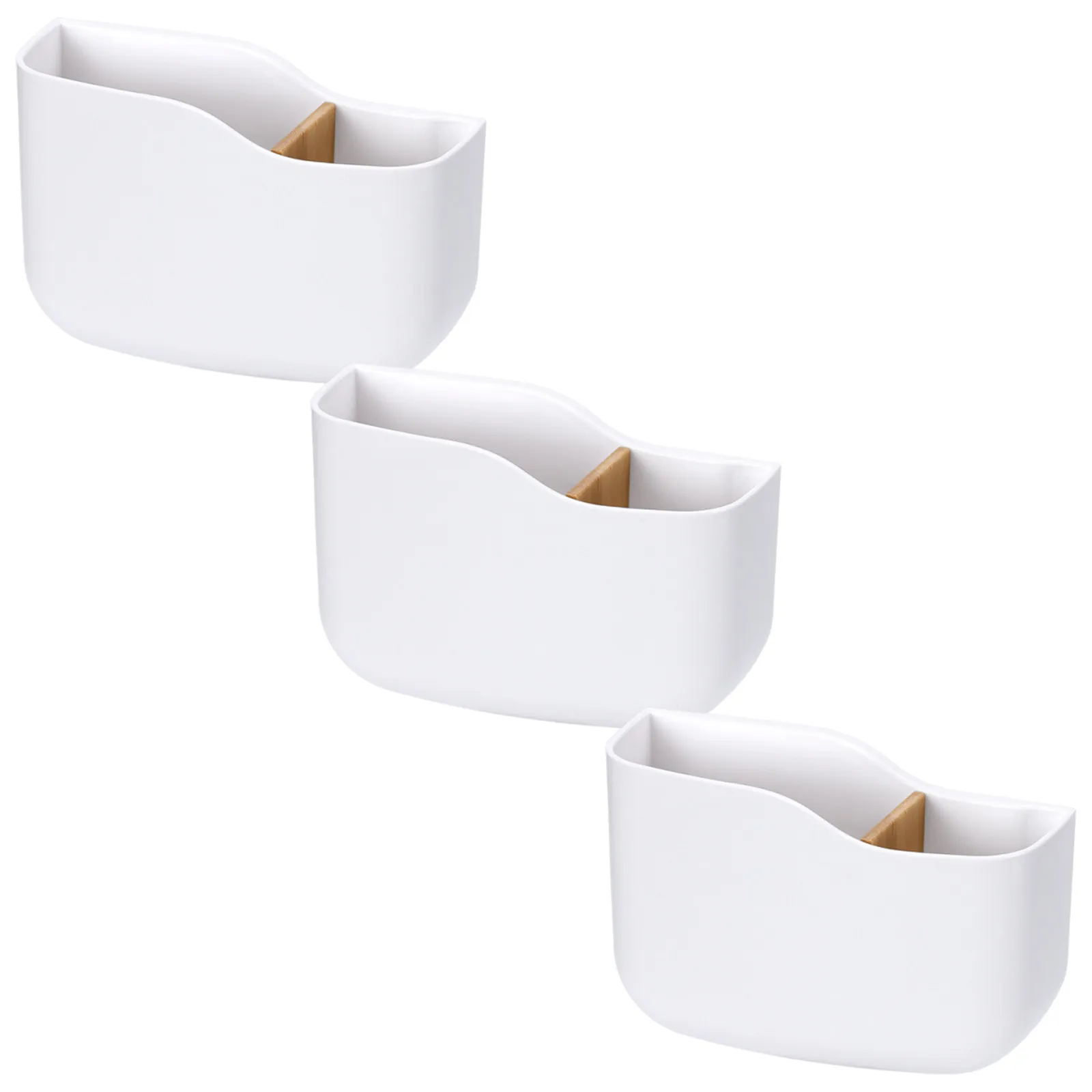 3Pcs Remote Control Holder Wall Mount Organizer Bamboo Divider No Drill Media Player Storage Box Phone Charging Rack for Living