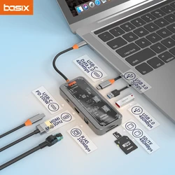 USB C Docking Station ใช้งานร่วมกับ HDMI 4K @ 30Hz 5Gbps USB C 3.0 HUB 100W PD SD/TF สําหรับ MacBook Pro Air iPad PC