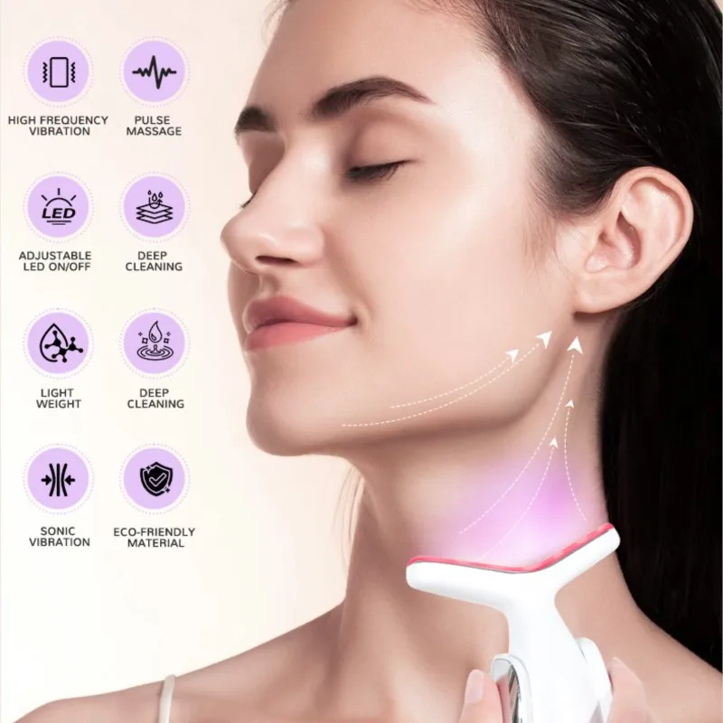 เครื่องนวดหน้า EMS ระดับมืออาชีพ สำหรับลดเหนียงและยกกระชับกรามรูปตัววี พร้อมไฟ LED สำหรับการนวดเพื่อกระชับใบหน้า