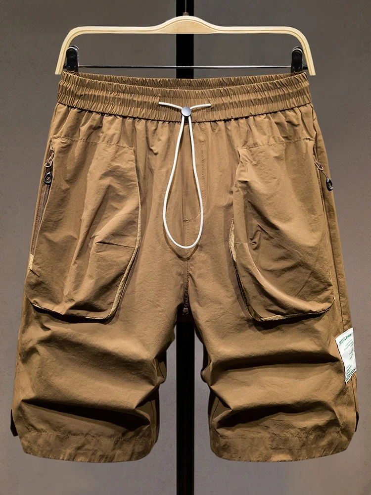 

Мужские летние ультратонкие брюки-карго для активного отдыха, молодежные, американского стиля, свободного кроя, с множеством карманов, средней длины