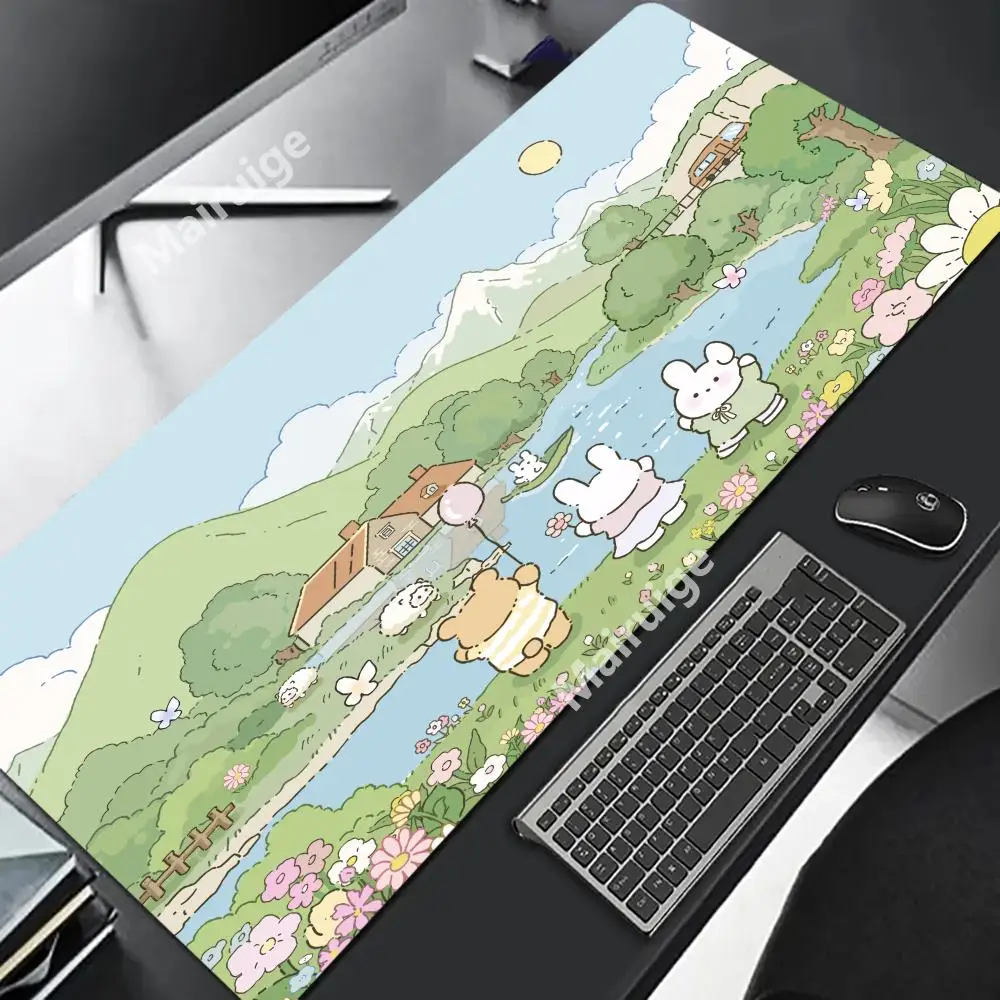 Cute rabbit Mouse Pad Large Computer Office Game Table Mats XXL Rubber Anti-slip Gaming Keyboard Mousepads Long Desk Pads