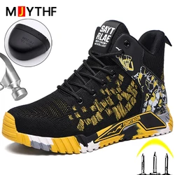 Fashion 2024 Men Work Safety Boots Anti-smash Anti-puncture Work Sneakers High Top Safety Shoes Men Indestructible Work Boots