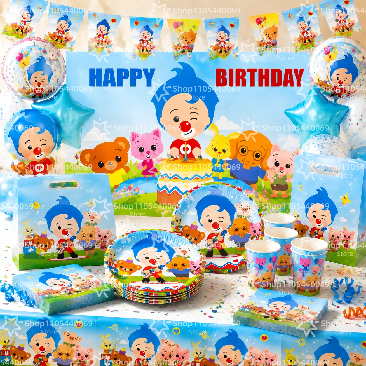 Ensemble de décorations pour fête d'anniversaire sur le thème du cirque, fournitures de fête colorées sur le thème des clowns, bannière d'anniversaire, ballons, vaisselle, accessoires de fête