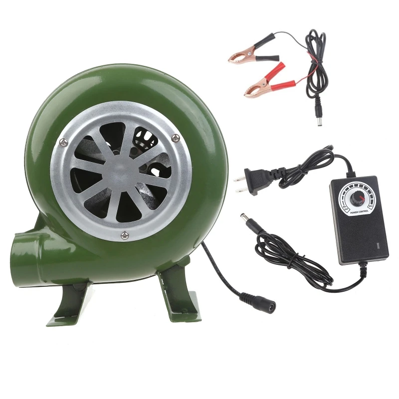 BBQ Fan Mini Blacksmith Forges Blower 3-12V With Air Duct Iron Power Clip Cable For Camping Picnic Outdoor Blowers Fan