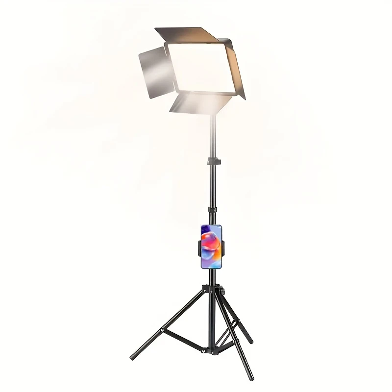 Quadratisches LED-Ringlicht mit verstellbarem Stativständer, USB-betrieben, 3 Farbtemperaturen, Metallständer, für Live-Studiofotografie