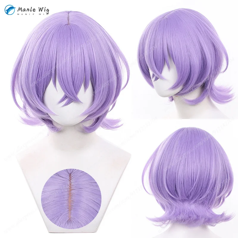 ES 2 Hanamura Fuyume Cosplay Wig Unisex 35cm Short Purple Cosplay Anime Wigs Quality Heat Resistant Synthetic Hair Halloween