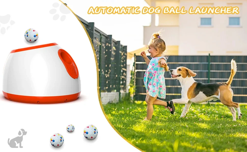 Dog Tennis Launcher Automatic Pet Dogs Chase Toy Mini Tennis Throwing Pinball Machine Fun Interactive Throw Rechargable Catapult