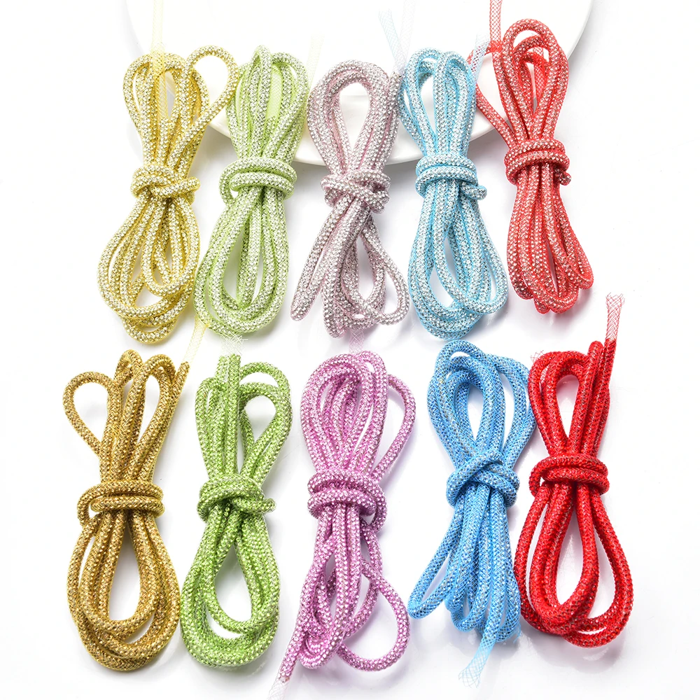4Mm Shiny Colorful Rhinestone Banding Crystal Rope Mesh Gauze Covering Decoration Diy Sneaker Boots Shoes Laces Strings