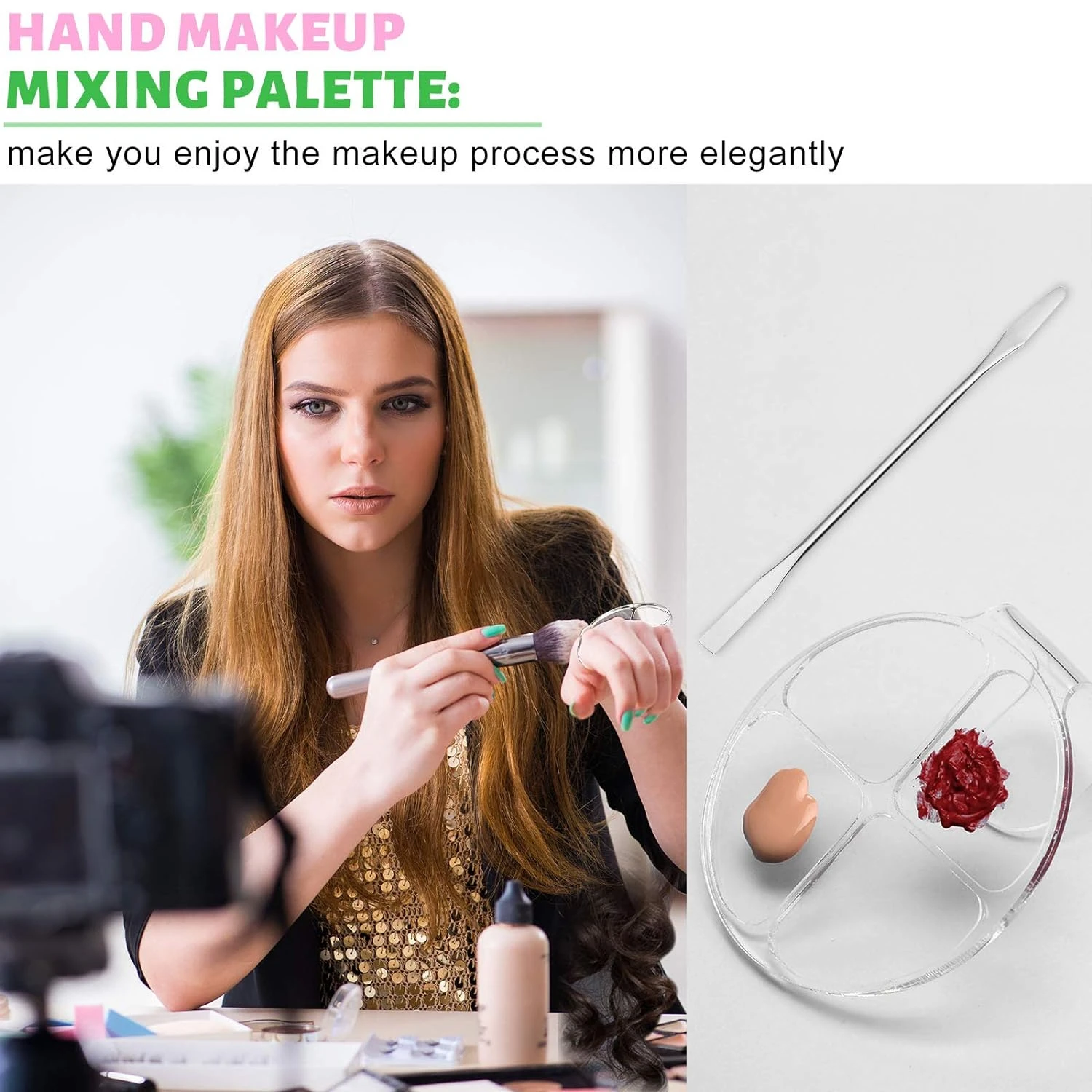 Professional Clear Portable Mixing Palette Set with 2 Versatile Spatulas - Convenient Beauty Tool for On-the-Go Use - Ideal for