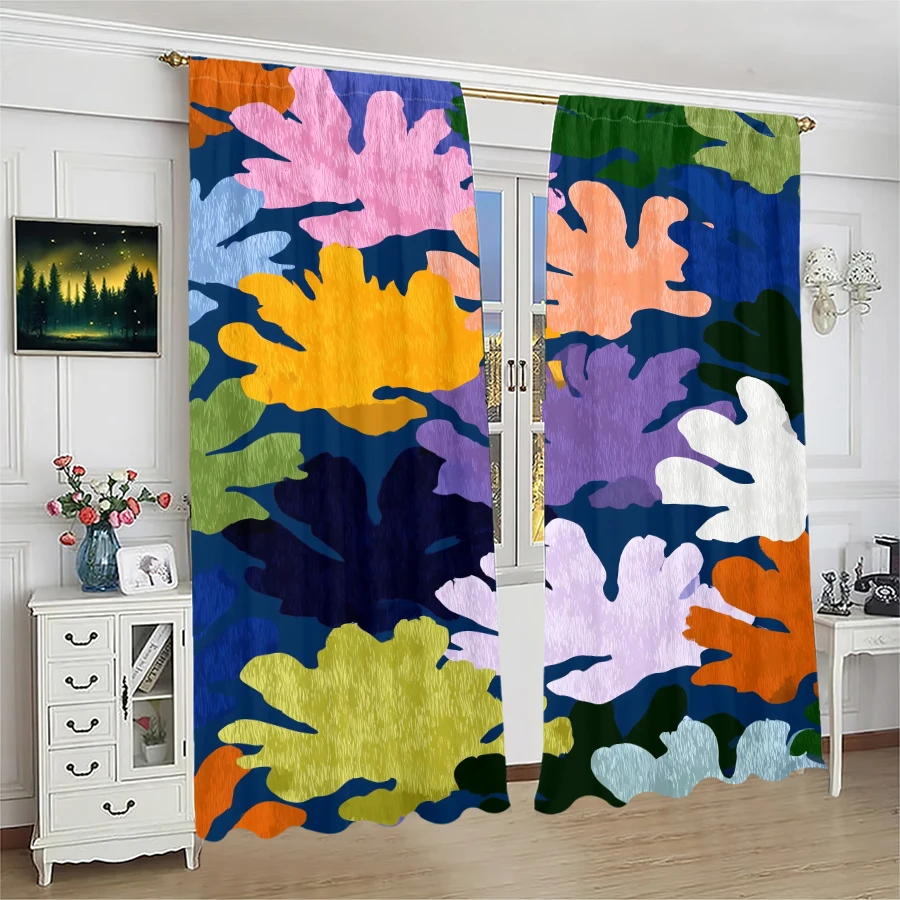 

2шт красочных штор с принтом морского коралла, шторы для сумок на шесте, рождественские украшения, украшения для дома, украшения для комнаты