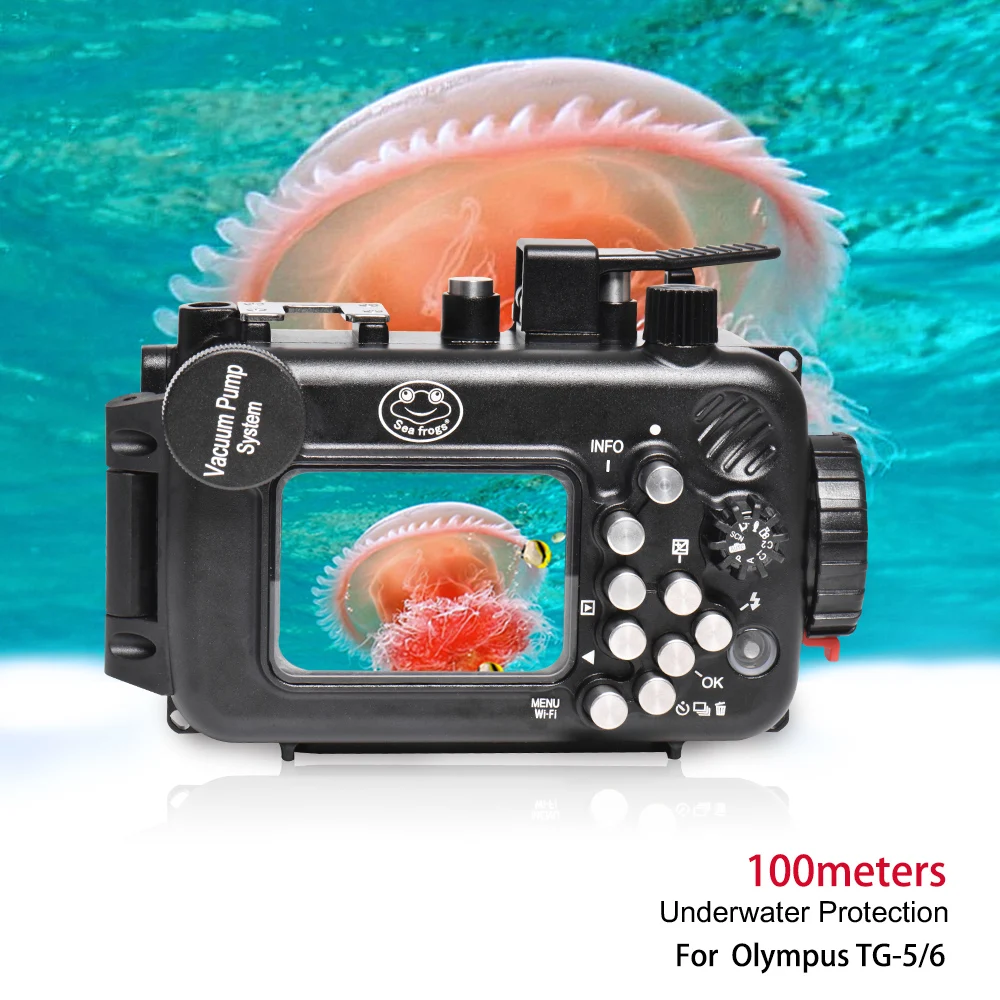 Seafrogs100Meter Aluminum Alloy Waterproof Camera Housing Case 67mm 52mm Interface Thread Underwater Strobe For Olympus TG5/TG6