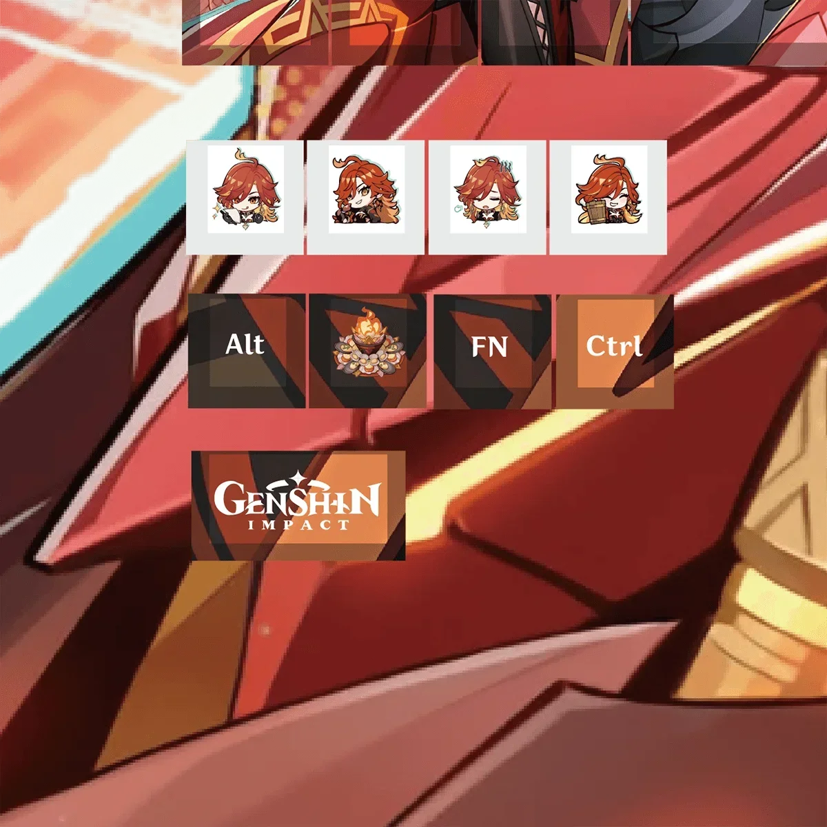 Genshin Impact Pyro Archon Mavuika Keycaps PBT Key Caps do klawiatury mechanicznej do gier Dostosuj