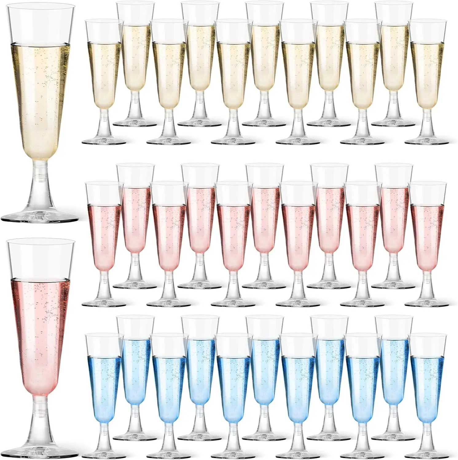 Plastic Champagne Flutes 40 Pack, 5.5 Oz Clear Disposable Plastic Champagne Glasses, Wine Glasses Cups for Wedding Celebration Birthday Party Valentines Wine Tasting New Years Eve Party Supplies