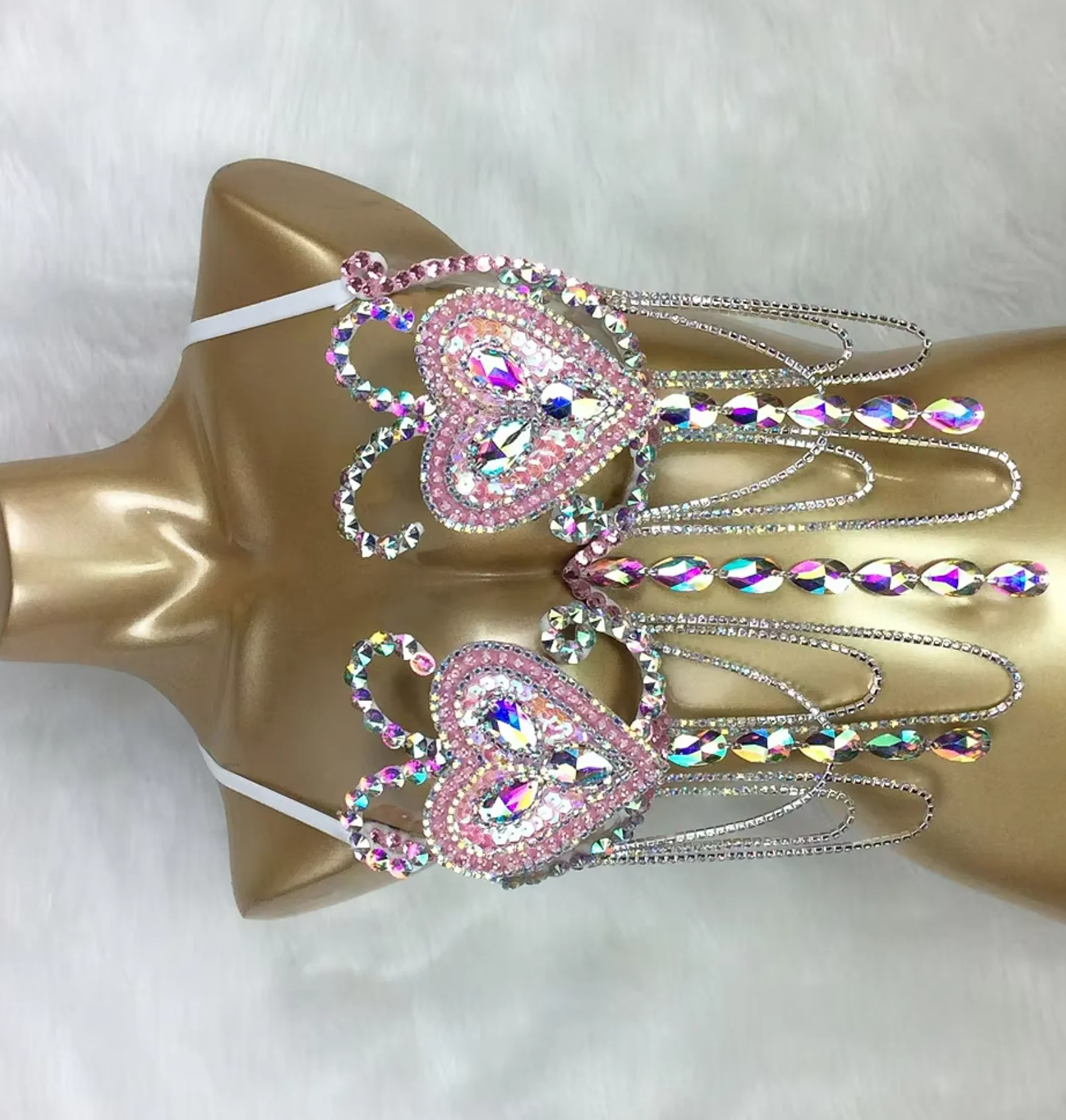 

Sparkly Samba Carnival Bra Crystal bikini Rainbow Pink RED Stone Belly dancing Wire Bra Belly Queen Dance Wear Gogo Outfit