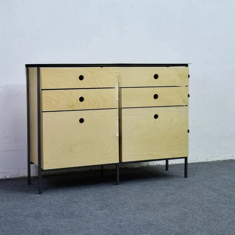 

Simple birch chest, dining side cabinet, storage cabinet, drawer, solid wood minimalist stainless steel multi-functional cabinet