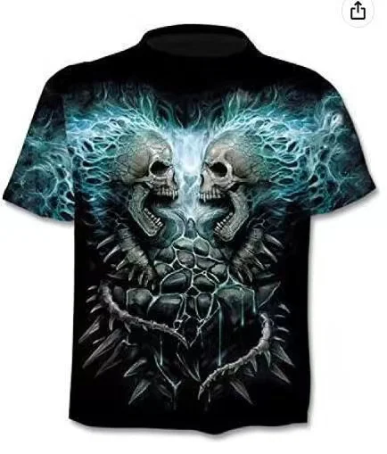 Spring/summer 2023 hot terror skeleton skeleton 3 d printing men's short sleeve T-shirt