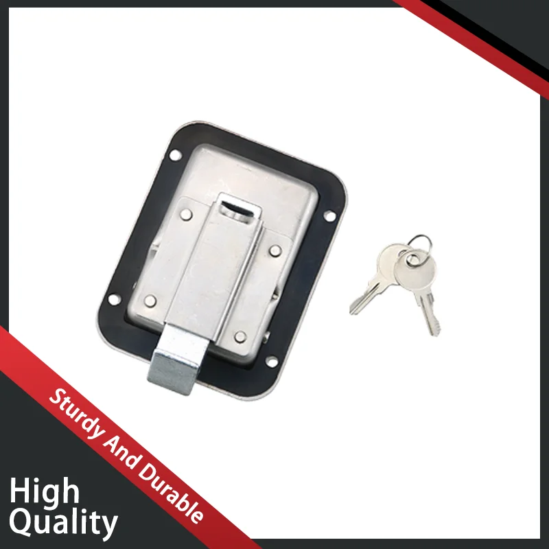 Construction Machinery Embedded Door Lock 304 Stainless Steel Toolbox Vehicle Pull Type Reinforced Flat Lock