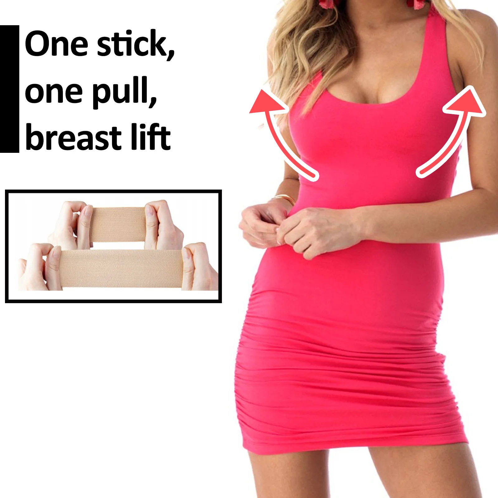 EELHOE Invisible Elastic Cloth Chest Patch Anti-sagging Expansion Gathered Chest Elastic Cloth Tape Invisible Breast Patch