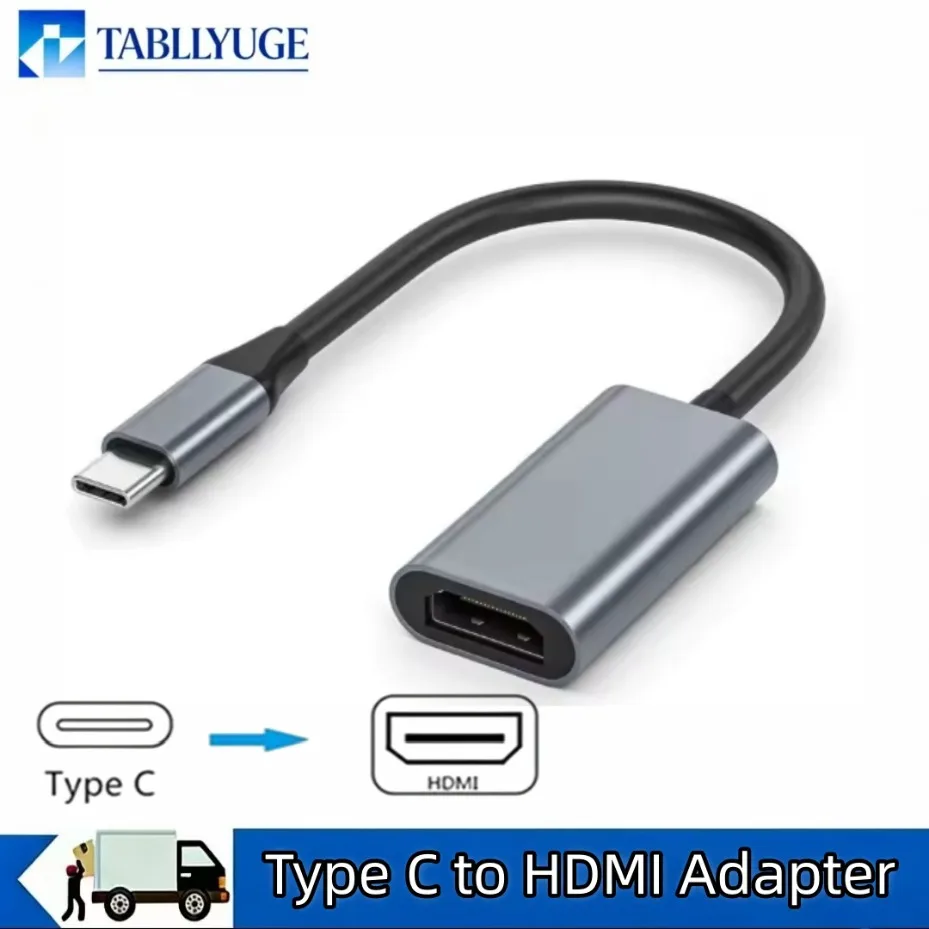 4K Type C to HDMI Compatible Converter  USB C to HDMI Video Cable Type-C to HDTV Display Adapter Suitable for MacBook Laptops