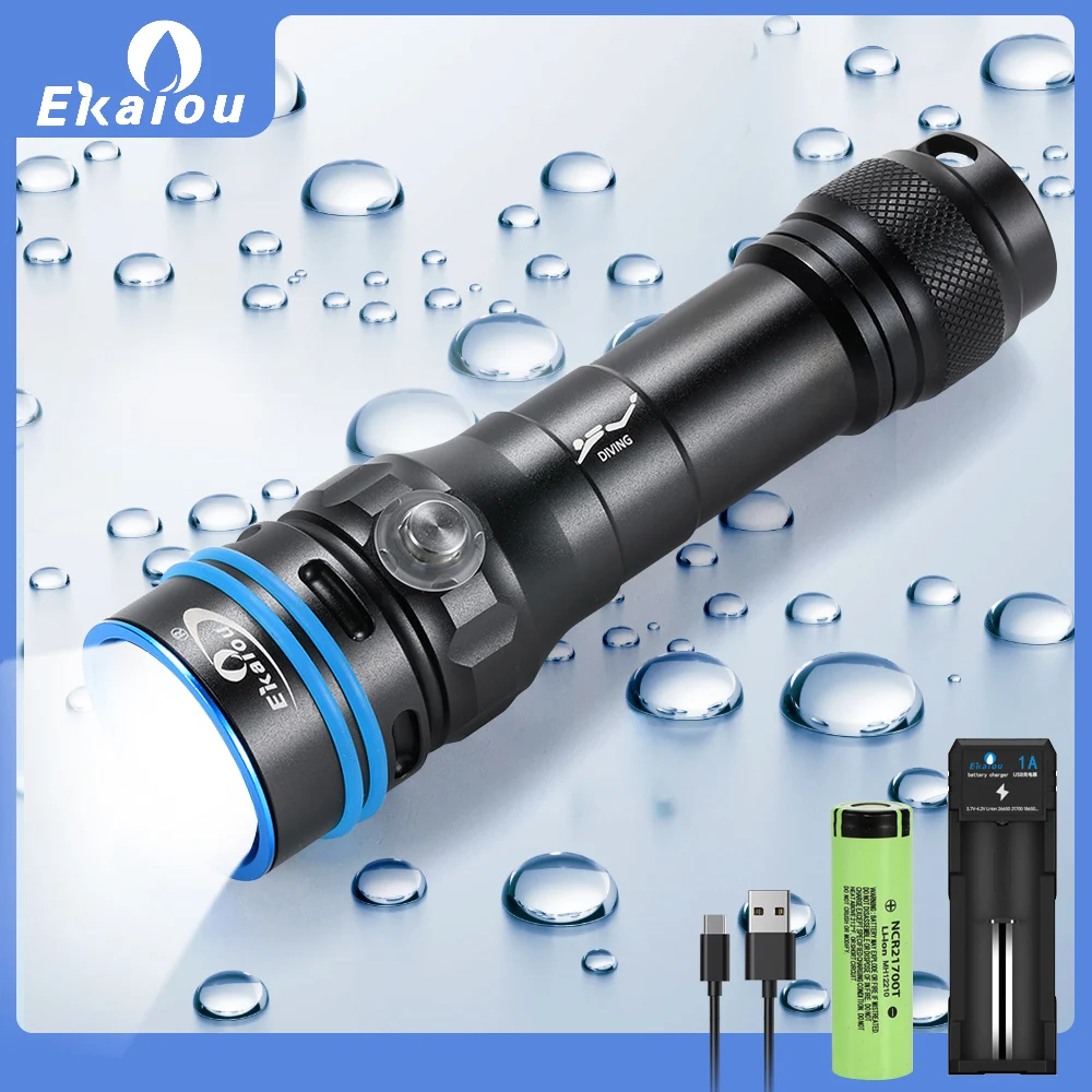 2025 New SFT40 LED Diving Flashlight 3000 Lumens Waterproof Torch For Under Water Deep Sea Catch Fish Diving Tool Light