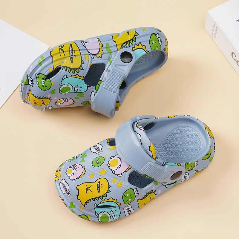 Size 24-39 Parent-child Shoes Girls Boys Anti-skid Slippers Summer Cartoon Printed Casual Water Shoes Kids Soft Clogs Slippers