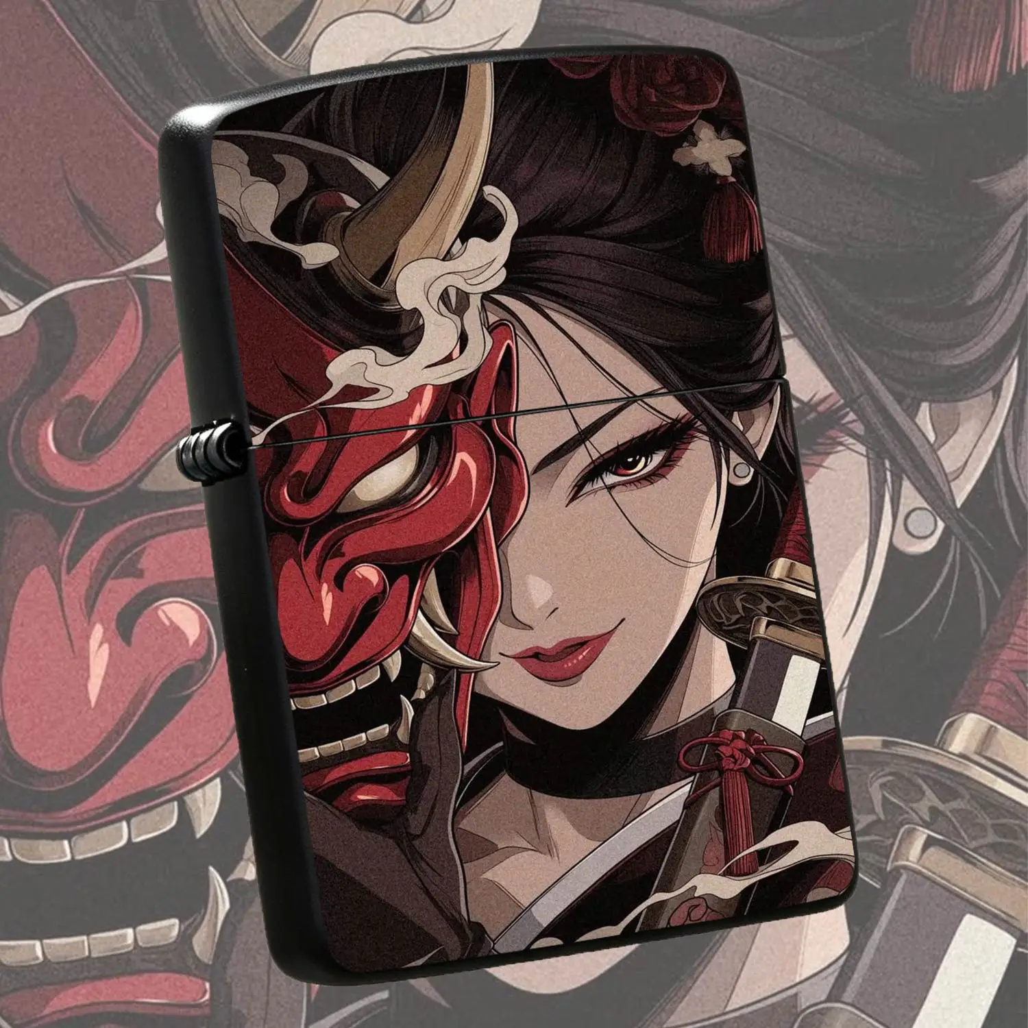 Japanese Style Ukiyo-E Hannya Girl Themed Lighter, Creative Retro Anime Aesthetic Portable Igniter, Ideal For Outdoor Camping, Candle Incense Lighting, Unique Exquisite Gift For Friends, Collectible Decor For Daily Multi-Scene Application A