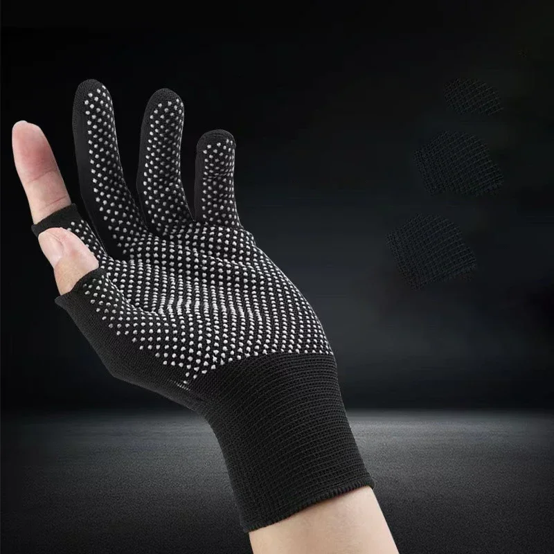 1 Pair Two-finger Sunblock Cycling Elastic Non-slip Nylon Leak Five-finger Half-cut Gloves motorcycle Mtb  gloves Gym gloves