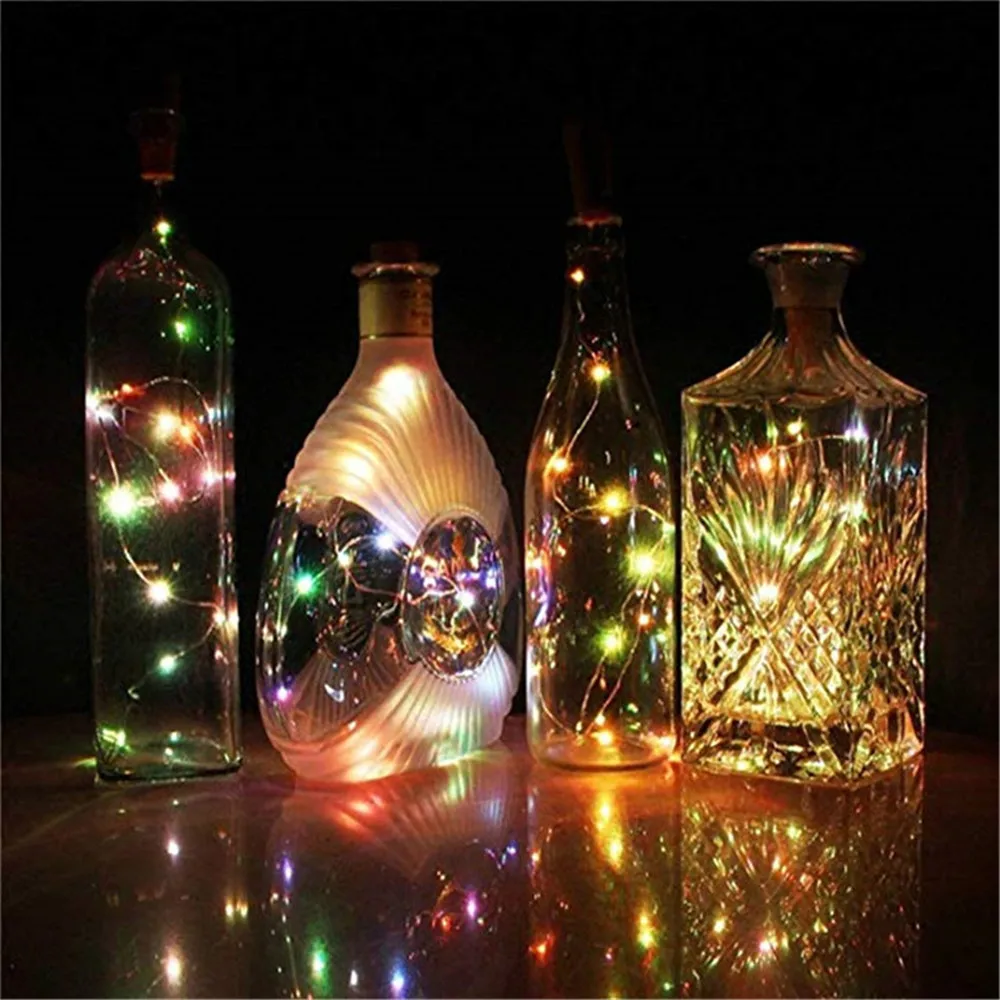 Guirlande lumineuse pour bouteille de vin avec liège, 20 pièces, lumières féeriques, pour fête de noël, décoration de Bar, mariage