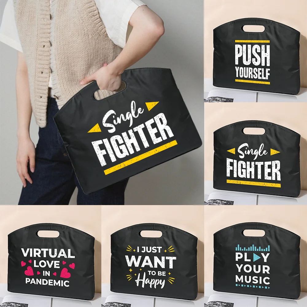 

2026 Briefcase Business Tote Computer Laptop Bag Phrase Print Handbag Document Laptop Office Totes Case Sleeve Portable Clutches