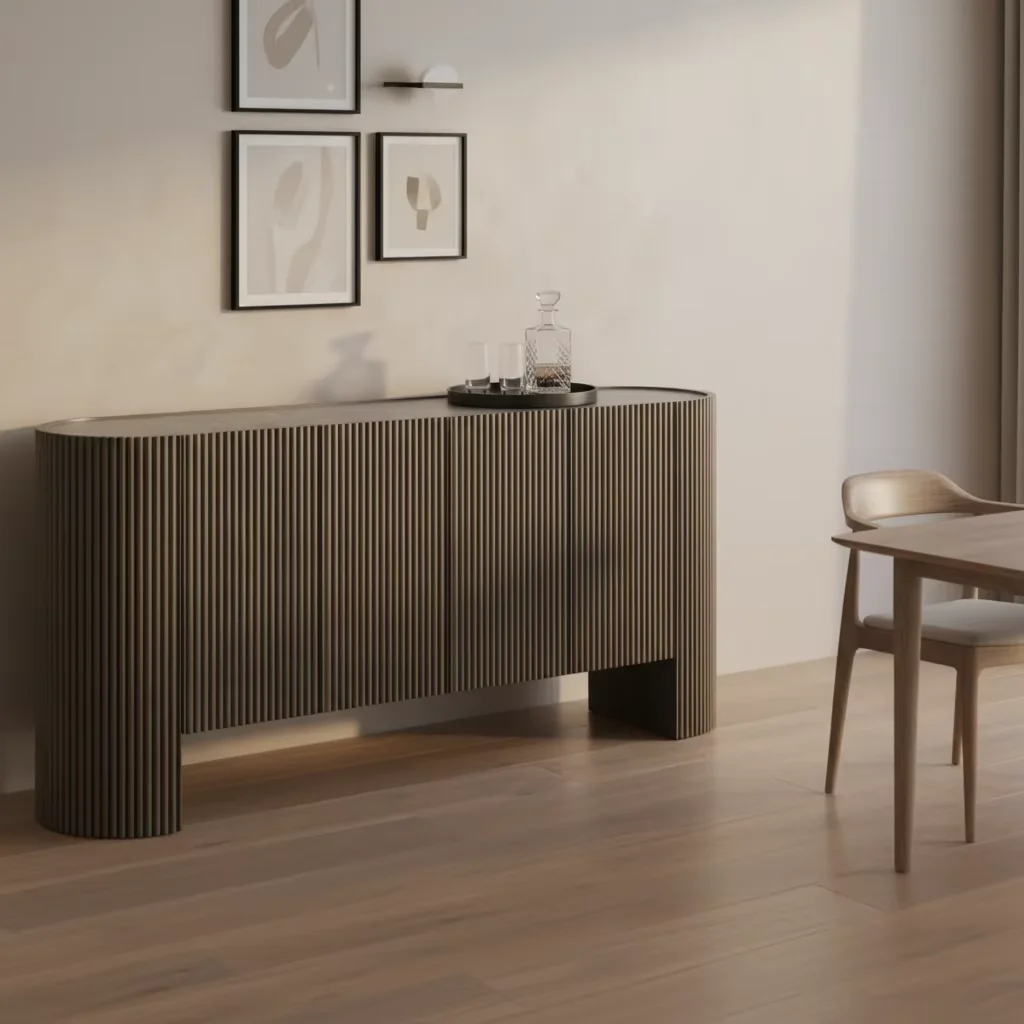 Newest Style Solid Wood Dining Room Furniture 4-Door Cabinet Marble Top Sideboard