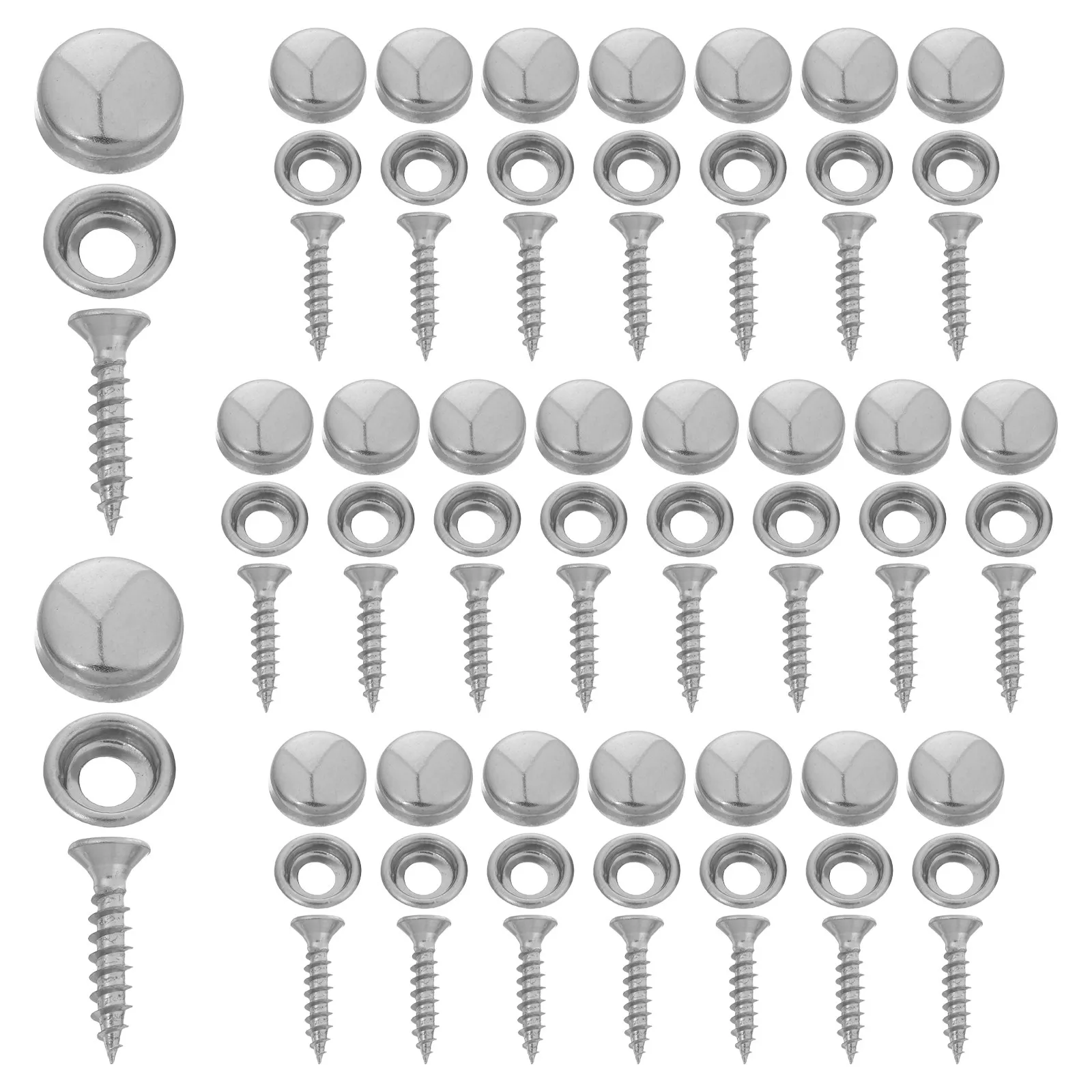 24Sets Stainless Steel Decorative Screw Caps Brushed Finish Self-Tapping Screws Mirror Mounting Cabinet Furniture Fasteners Wall