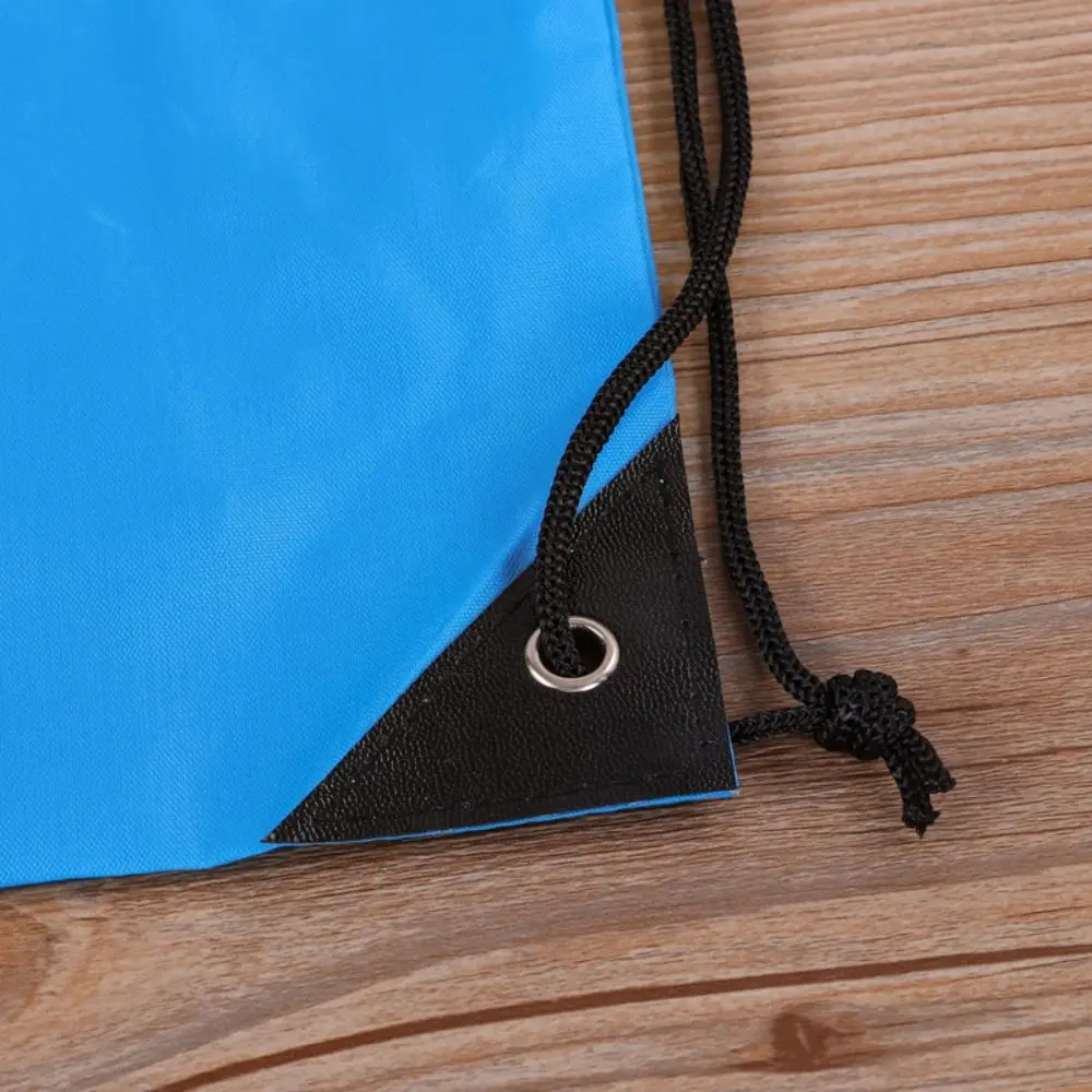 Mochila de nylon com cordão, bolsa de ombro dobrável, bolsa de compras, cor sólida, bolsa de armazenamento de basquete, academia, esportes