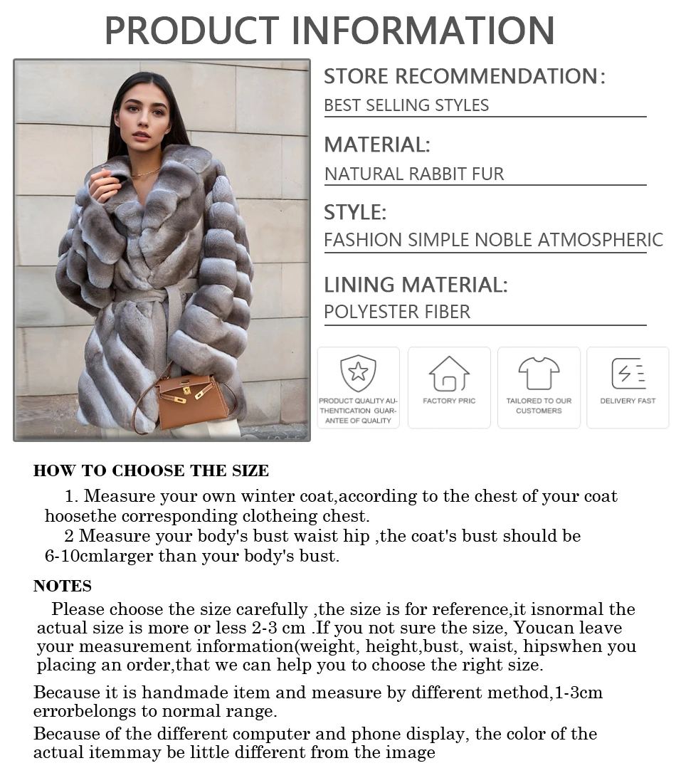 Latest Design Winter Fur Coat Women Jacket Real Rex Rabbit Fur Long Overcoat