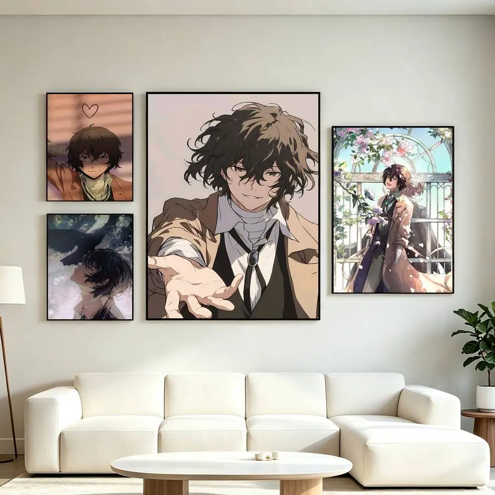 B-Bungo Stray Dogs Dazai Osamu Poster Waterproof Wall Art Sticker For Bar Living Room Vintage Decor High Quality Print Gift