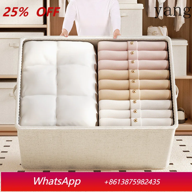 

YJQ bedroom fabric thickened storage box cotton and linen foldable dustproof storage bed