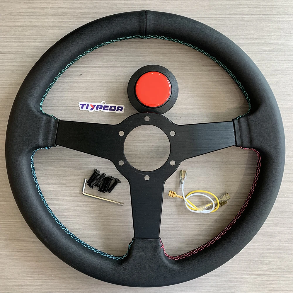 Tiypeor New JDM Clown Leather Embroidery Racing Steering Wheel