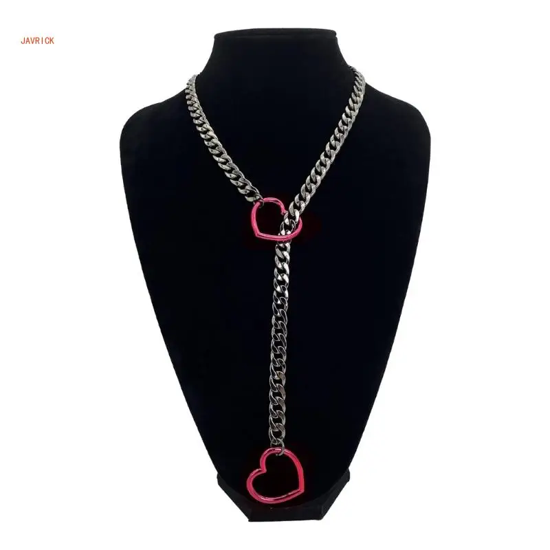 N1HE Adjustable Lariat Necklace Jewelry Fashionable Slip Chain Heart Necklace Elegant Neck Chain Jewelry for Gatherings