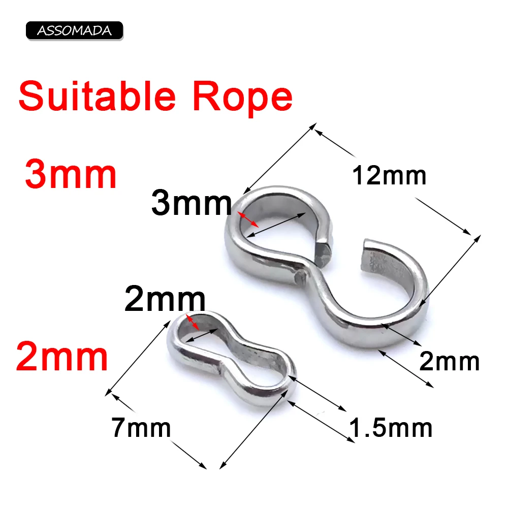 2/3/4/5mm Stainless Steel Ring For Leather Round Rope Bracelet Ornament Connect Ring Round Cord DIY Jewelry Making Accessories