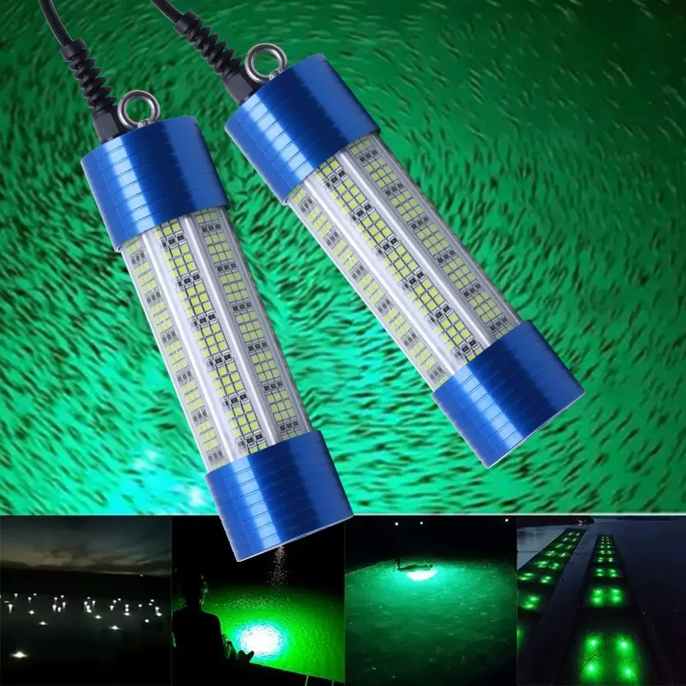 Underwater Fishing Light DC12V 150W 300W Green White Submersible High Power LED Lure Bait and Finder Lamp Attractant 7M Cable