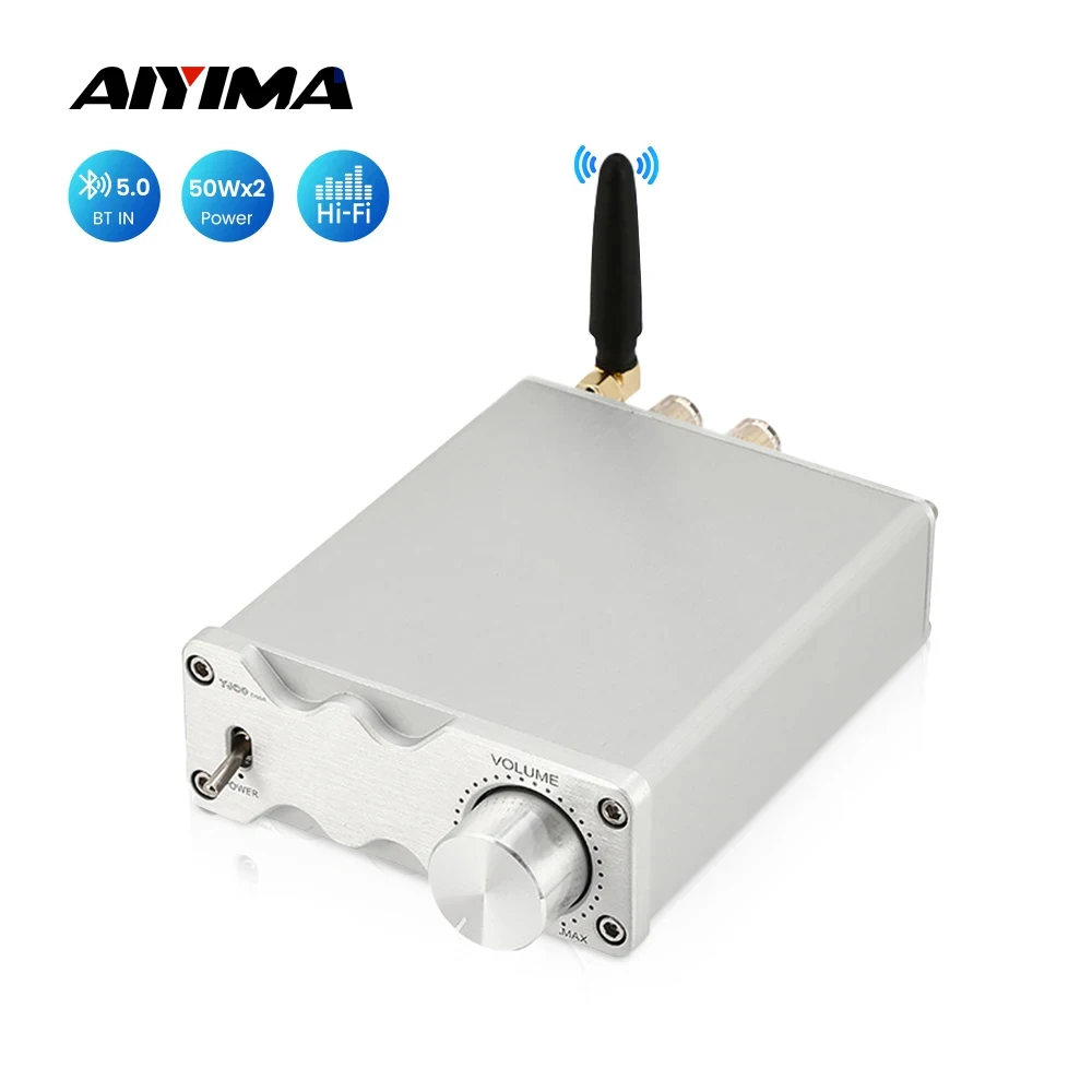 

AIYIMA Mini Bluetooth 5.0 Power Amplifiers TPA3116 HiFi Audio Amplifier 50Wx2 Stereo Sound Amplificador Home Audio Amplify