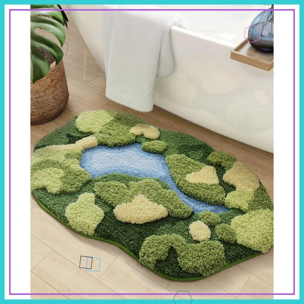 

Ultra Thick Moss Bath Mat, Super Absorbent Non-Slip Microfiber Rug for Bathroom Shower Floor Sink Bedroom Home Decor