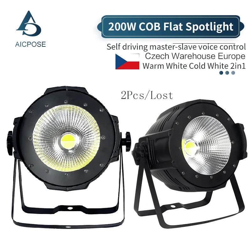 

2Pcs/Lots LED Par COB Light 200W Aluminium DJ DMX Led Beam Wash Strobe Effect Stage Lighting Cool White and Warm White