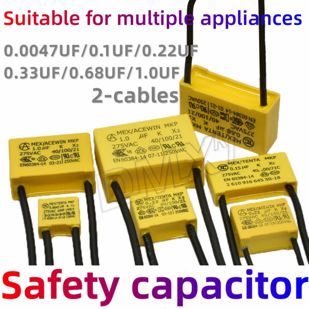 10PCS Safety capacitor 0.0047UF 0.1UF 0.22UF 0.33UF 0.68UF 1.0UF X2 275VAC 300VAC Vacuum cleaner hand drill LED light capacitor