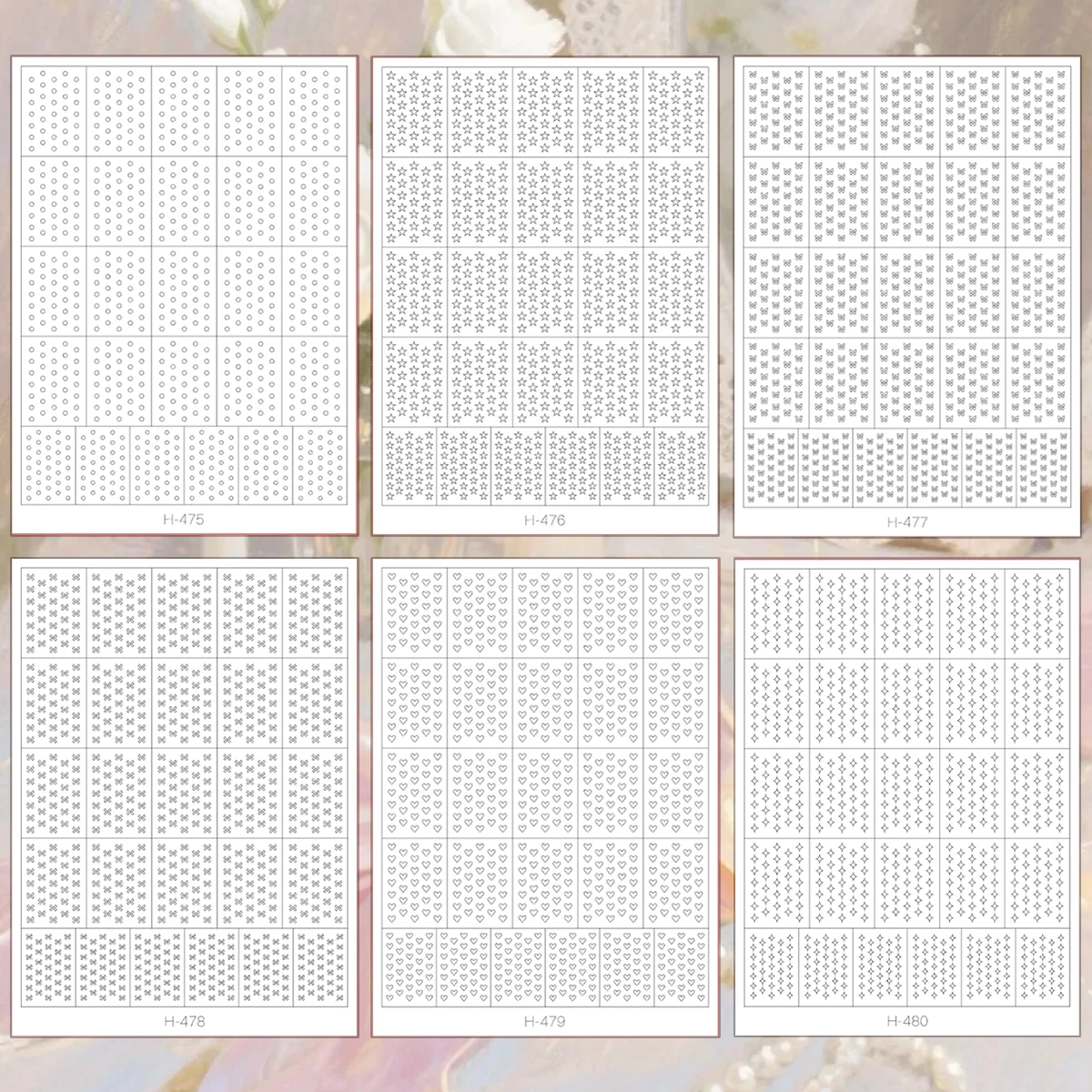 3 to 12 Sheets Micro Dot Star Bow Heart Diamond Nail Stencil Stickers Black White French Tip Decals DIY Manicure