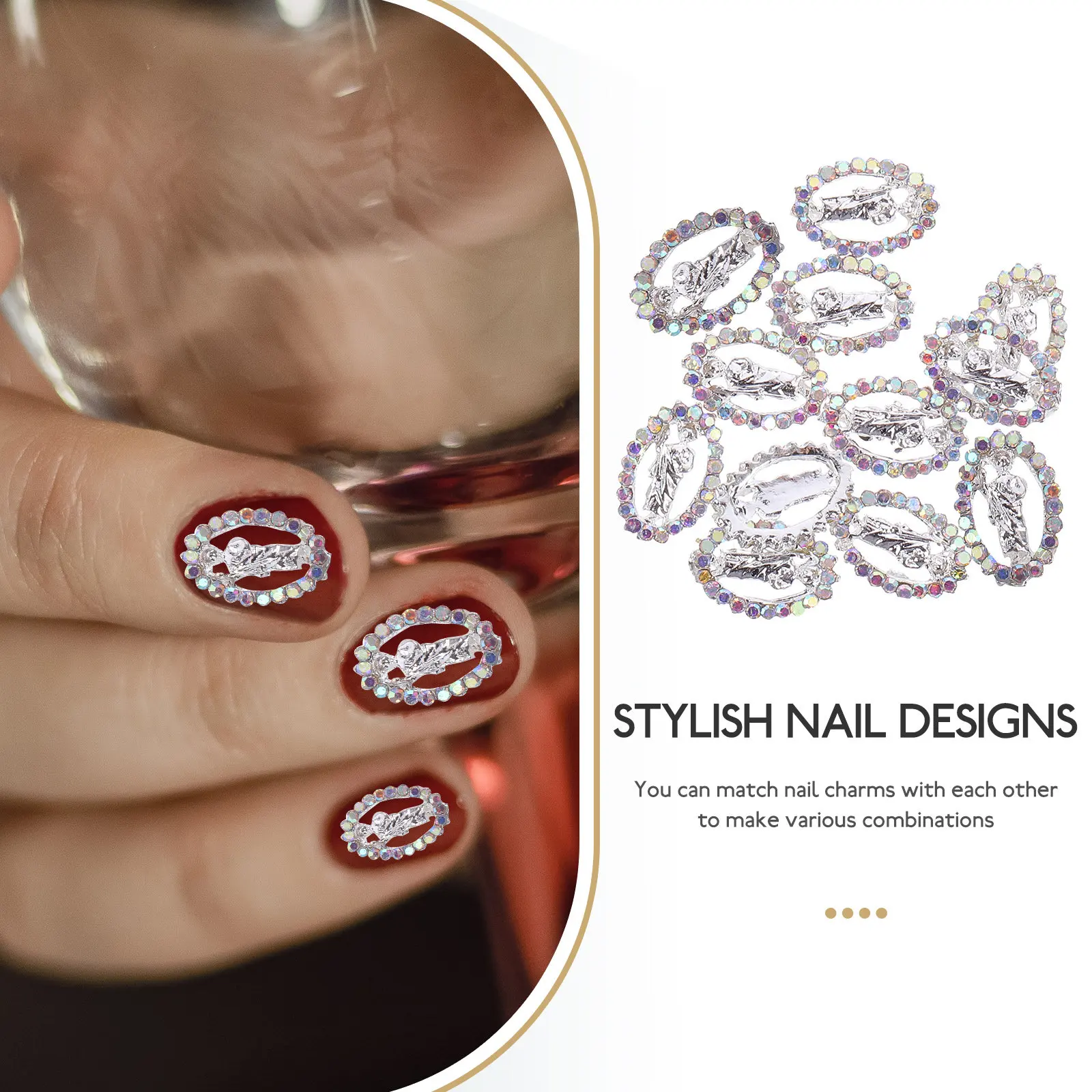 12pcs Jesus Nail Charms for Acrylic Nails – Lightweight Metal Nail Art Decor, Manicure & Party Decoration